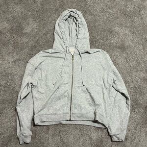 American Eagle Heather Grey Zip Up Hoodie